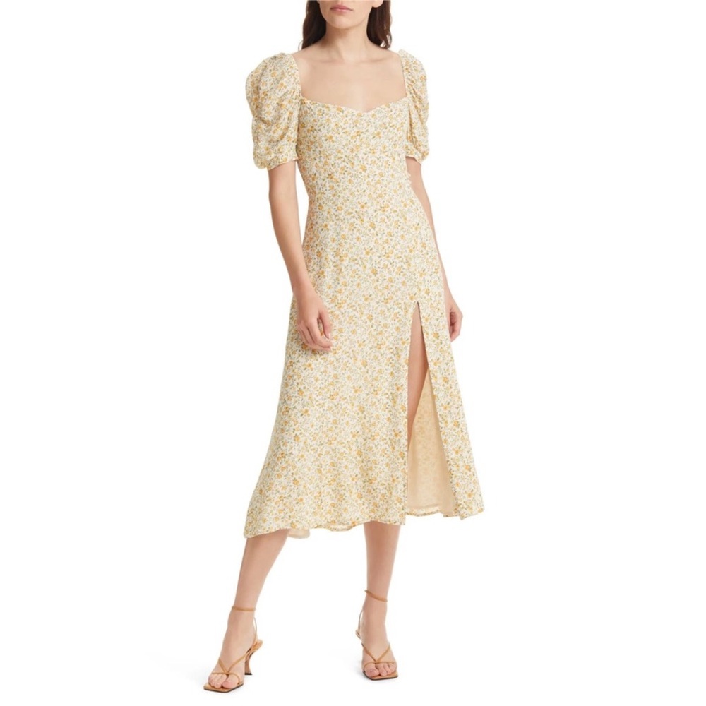 Reformation Bandit Floral Puff Sleeve Midi Dress in Lima Size 8